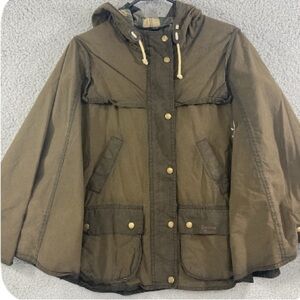 Barbour Olive Hooded Cape Coat Dale Cape